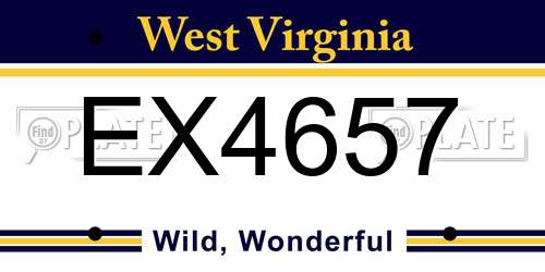 EX4657 West Virginia License Plate