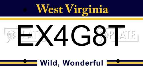 EX4G8T West Virginia License Plate