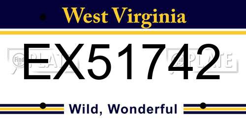 EX51742 West Virginia License Plate