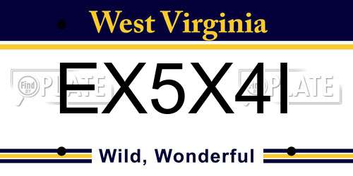 EX5X4I West Virginia License Plate