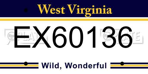 EX60136 West Virginia License Plate