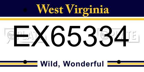 EX65334 West Virginia License Plate
