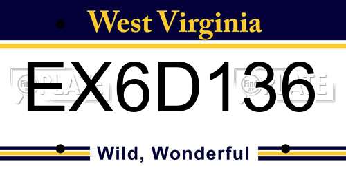 EX6D136 West Virginia License Plate