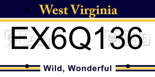 EX6Q136 West Virginia License Plate