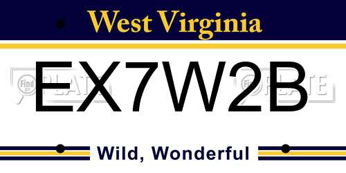 EX7W2B West Virginia License Plate