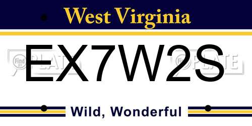 EX7W2S West Virginia License Plate