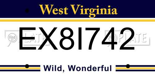 EX8I742 West Virginia License Plate