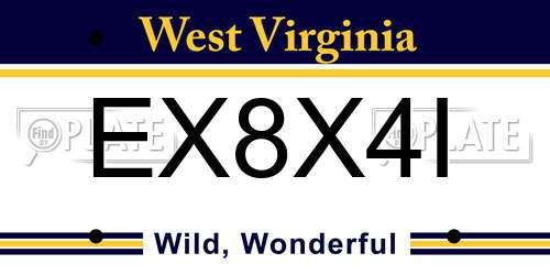 EX8X4I West Virginia License Plate