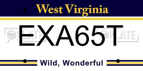 EXA65T West Virginia License Plate