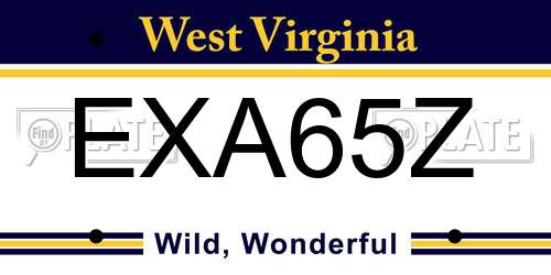 EXA65Z West Virginia License Plate