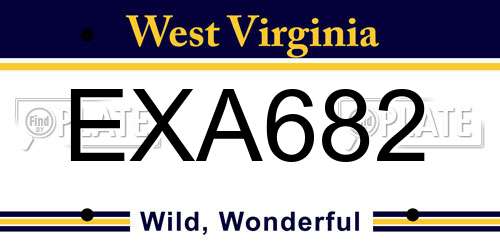 EXA682 West Virginia License Plate