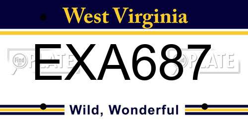 EXA687 West Virginia License Plate