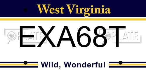 EXA68T West Virginia License Plate