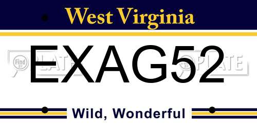 EXAG52 West Virginia License Plate