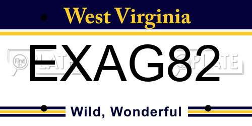 EXAG82 West Virginia License Plate