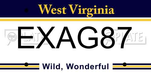 EXAG87 West Virginia License Plate