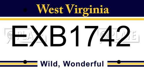 EXB1742 West Virginia License Plate