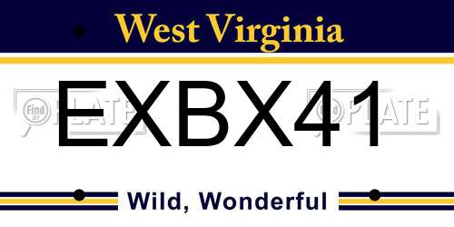 EXBX41 West Virginia License Plate