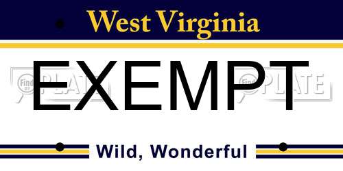 EXEMPT West Virginia License Plate
