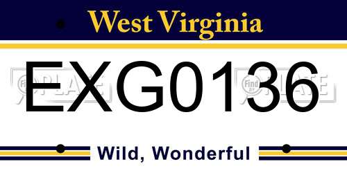 EXG0136 West Virginia License Plate