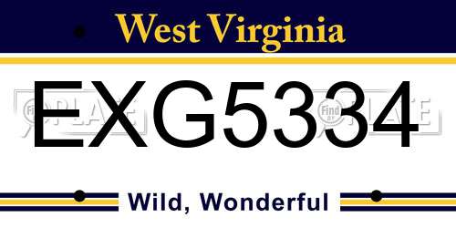 EXG5334 West Virginia License Plate