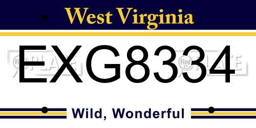 EXG8334 West Virginia License Plate