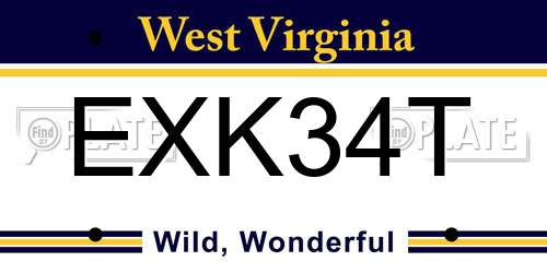 EXK34T West Virginia License Plate