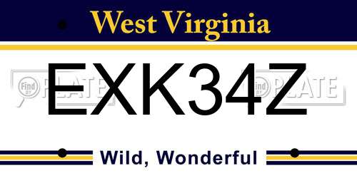 EXK34Z West Virginia License Plate