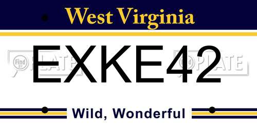 EXKE42 West Virginia License Plate