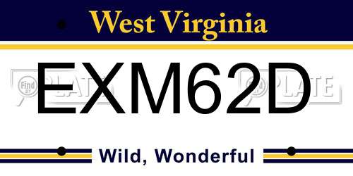 EXM62D West Virginia License Plate