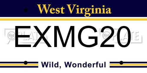 EXMG20 West Virginia License Plate