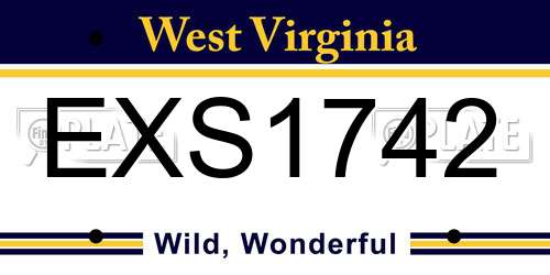 EXS1742 West Virginia License Plate