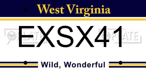 EXSX41 West Virginia License Plate