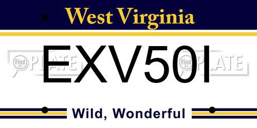 EXV50I West Virginia License Plate