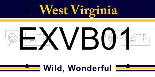 EXVB01 West Virginia License Plate