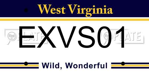 EXVS01 West Virginia License Plate