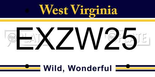EXZW25 West Virginia License Plate