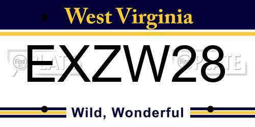 EXZW28 West Virginia License Plate