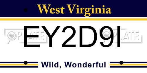 EY2D9I West Virginia License Plate