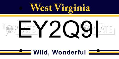 EY2Q9I West Virginia License Plate