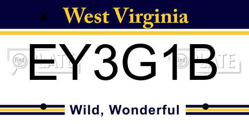 EY3G1B West Virginia License Plate
