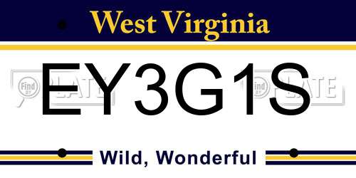 EY3G1S West Virginia License Plate