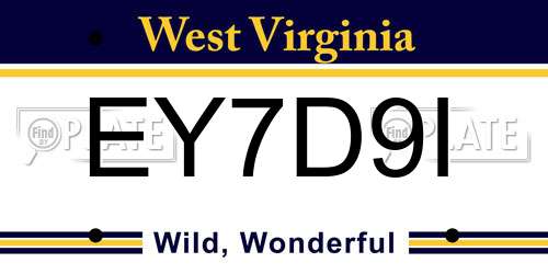 EY7D9I West Virginia License Plate