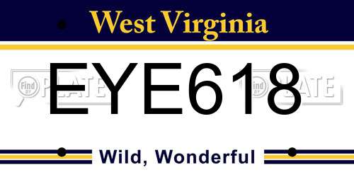 EYE618 West Virginia License Plate