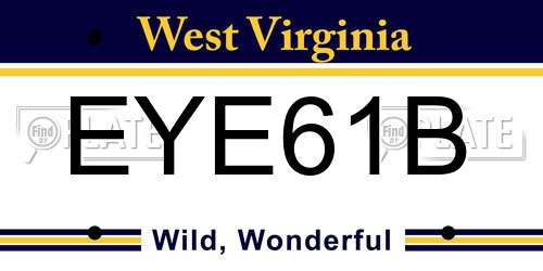 EYE61B West Virginia License Plate
