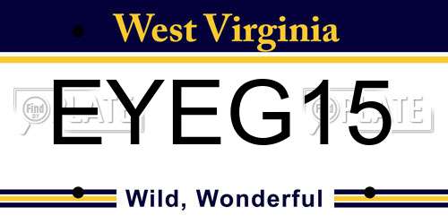 EYEG15 West Virginia License Plate