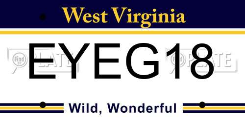 EYEG18 West Virginia License Plate
