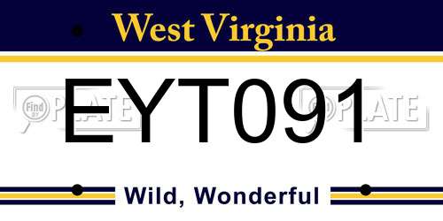 EYT091 West Virginia License Plate