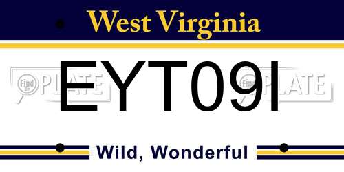 EYT09I West Virginia License Plate