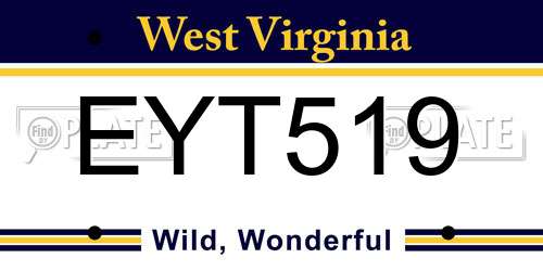 EYT519 West Virginia License Plate